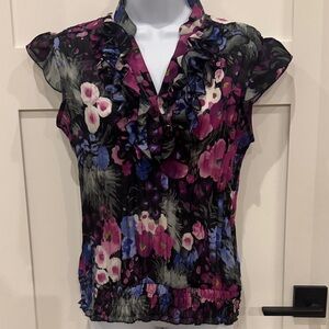 Allison Taylor Multicolor Floral Ruffle Blouse